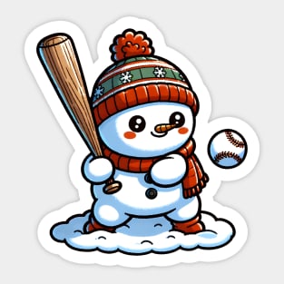 Cute snowman playing Baseball Sticker